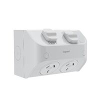 AQUA Life 15A IP53 Weatherproof Surface Mount Double Powerpoint with 2 Terminal Sets Limestone Grey