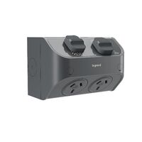 AQUA Life 10A IP53 Weatherproof Surface Mount Double Powerpoint Cement Grey