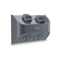 AQUA Life 10A IP53 Weatherproof Shallow Mount Double Powerpoint Cement Grey