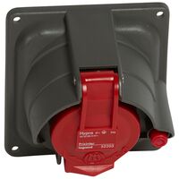 HYPRA - IEC industrial panel mount socket IP44 3P+E 415V a.c. 16A grey