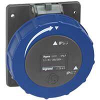 HYPRA - IEC industrial Panel mount socket IP66/67 2P+E 240V a.c. 32A grey