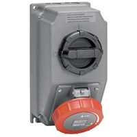 HYPRA - IEC industrial IP66/67 combination switched socket 3P+N+E 415V a.c. 32A grey