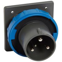 HYPRA - IEC industrial IP66/67 straight panel appliance inlet 2P+E 240V a.c. 63A grey