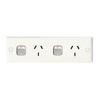 HPM Standard 10A Double Power Point Narrow Plate White
