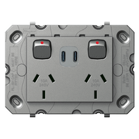 Arteor Double Powerpoint with Type C+C 15W USB Charger Mechanism Magnesium