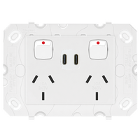 Arteor Double Powerpoint with Type C+C 15W USB Charger Mechanism White