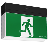 Bolt LED Exit sign snap-fit complete with running man decals - black finish with lithium battery - Galaxy