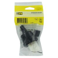 HPM 10A Rear Entry Cord Extension Socket Black