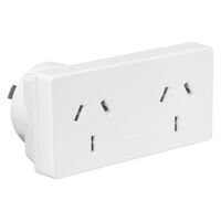 HPM 10A Slimline Double Adaptor White - Twin Pack