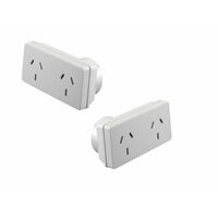 HPM 10A Slimline Double Adaptor White - Twin Pack