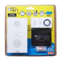 HPM Illuminated Battery Operated Wireless Door Chime 100m Range White