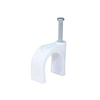 HPM Round Type Cable Clips 10mm White - 100 Pack