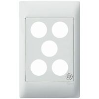 Excel Life - Medical - Common plate - Grid & plate - antimicrobial & chemical resistant 5 gang white
