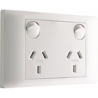 Excel Life - Common plate - Horizontal double powerpoint 2 gang 15A 240V a.c. white