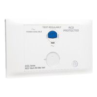 Excel Life - Medical - Common plate - Horizontal RCD plate 10mA - with power available - antimicrobial & chemical resistant RCD switch with circuit ID - white