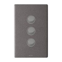 Excel Life 16AX 2 Way Single Pole Double Throw Vertical Rocker Switch 3 Gang Urban Grey