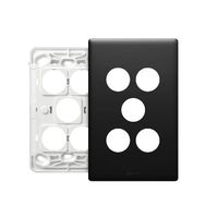 Excel Life EM Series Grid & Plate 5 Gang Matt Black