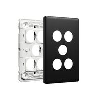 Excel Life EM Series Grid & Plate 5 Gang Matt Black