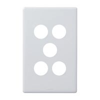 Excel Life EM Series Grid & Plate 5 Gang Gloss White