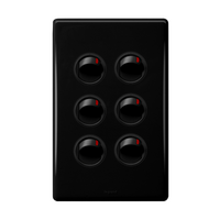 Excel Life 16A 2 Way Single Pole Double Throw Vertical Rocker Switch 6 Gang Black
