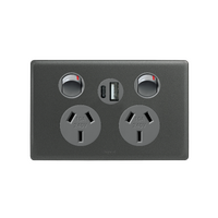 Excel Life 10A Double Powerpoint with Integrated USB Type A+C Chargers Urban Grey