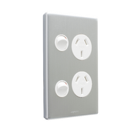 Excel Life Vertical Double Powerpoint Coverplate Matt Silver