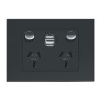 HPM VIVO 10A Double Powerpoint USB 2.4A x 2 Chargers Dark Grey