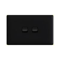 Linea Horizontal rocker switch - Single Pole Double Throw - 2 gang 2 way 10A 240V a.c. black