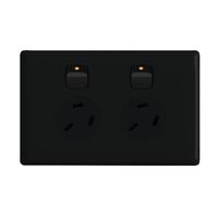 Linea Horizontal double powerpoint 2 gang 10A 240V a.c. with extra safety black