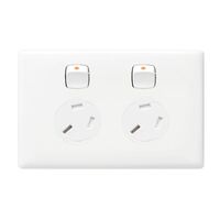Linea - Horizontal double powerpoint 2 gang 10A 240V a.c. with extra safety white