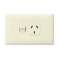 Linea Horizontal single powerpoint 1 gang 10A 240V a.c. cream