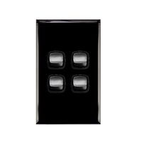Excel - Vertical rocker switch - Single Pole Double Throw - 4 gang 2 way 10A 240V a.c. gloss black