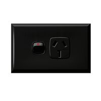Excel - Horizontal single powerpoint 1 gang 25A 240V a.c. black