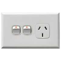 Excel - Single powerpoint 1 gang double pole 10A 240V a.c. with extra switch white