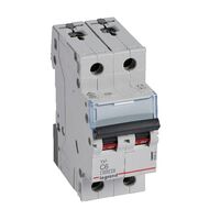 TX³ - MCB 6000 - Thermal magnetic circuit breaker - C curve - prong/fork type supply busbar - 2P - 230/400V a.c. - 6A - 2 module