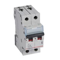 TX³ - MCB 6000 - Thermal magnetic circuit breaker - C curve - prong/fork type supply busbar - 2P - 230/400V a.c. - 10A - 2 module