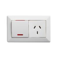 Como - Horizontal single powerpoint 1 gang 10A 240V a.c. with switch & neon white