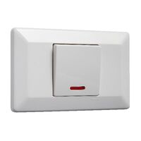 Como - Horizontal Single Pole Double Throw -rocker Switch 1 gang 15A 240V a.c. with neon white