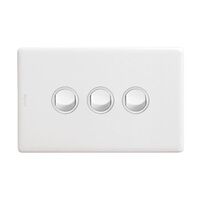 Excel Life 16AX Single Pole Double Throw Horizontal Rocker Switch 3 Gang Gloss White