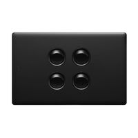 Excel Life 16A Single Pole Double Throw Horizontal Rocker Switch 4 Gang Matt Black