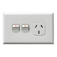 Excel - Horizontal single powerpoint 1 gang 15A 240V a.c. with extra switch white