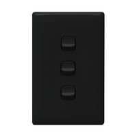 Linea - Vertical rocker switch - Single Pole Double Throw - 3 gang 2 way 240V a.c. black