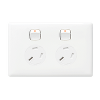 Linea - Horizontal double powerpoint 2 gang 10A 240V a.c. with extra safety white