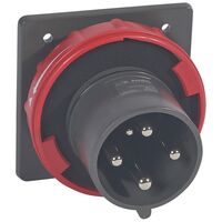 HYPRA - IEC industrial IP66/67 straight panel appliance inlet 3P+E 415V a.c. 63A grey