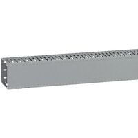 Transcab - Cable grey duct with cover - 2 metre length 80x80mm 2m 12.5mm finger DIN pitch with cover grey