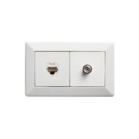 Como - Horizontal combined outlets A/V socket 2 gang RJ45 & F type white