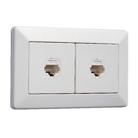 Como - Horizontal RJ45 socket A/V socket 2 gang RJ45 Cat6 white