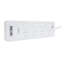 HPM General Purpose 4 Outlet USB Type A&C Charging Switched Powerboard White