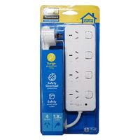 HPM General Purpose 4 Outlet 175J Surge Protected Switched Powerboard White