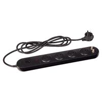 Powerboard - TV & AV 10A 2400W 4 outlets black overload protection 2m lead 875J surge